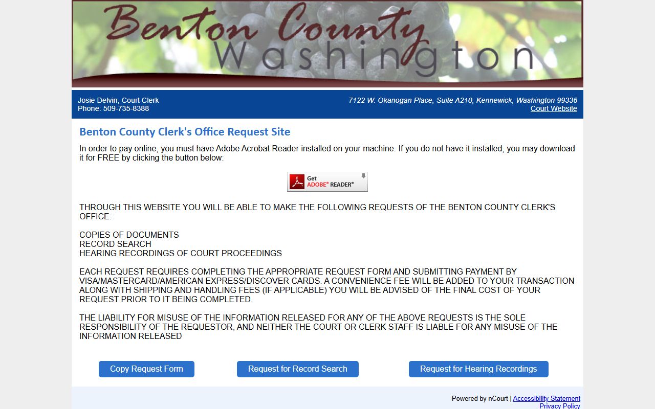 Benton County Public Records Portal for Kennewick divorce decree records
