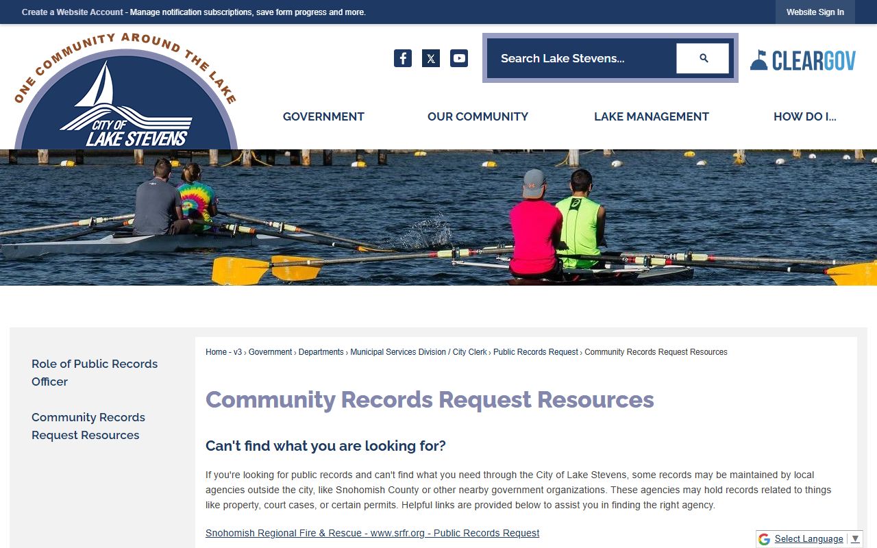 Lake Stevens records request page - dissolution records in Lake Stevens