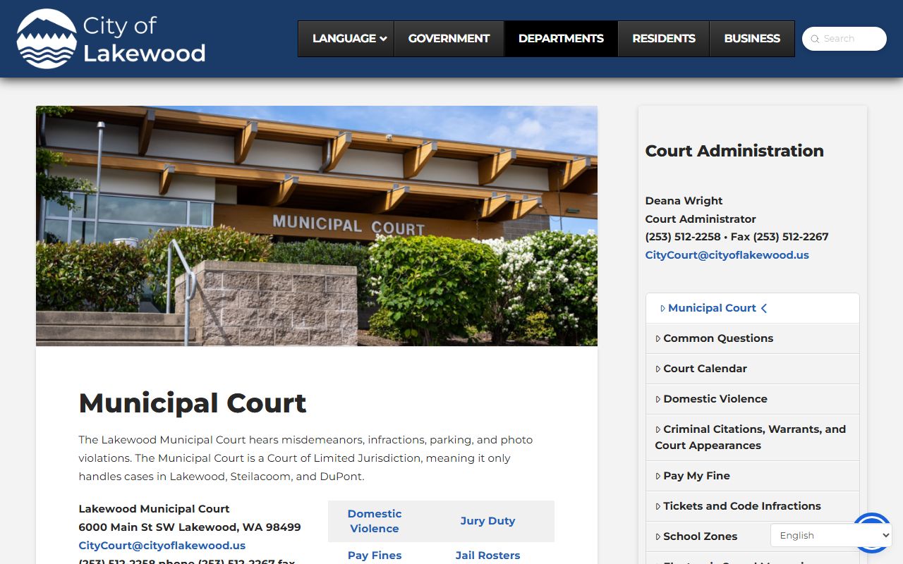 Lakewood Municipal Court - Lakewood Washington dissolution records