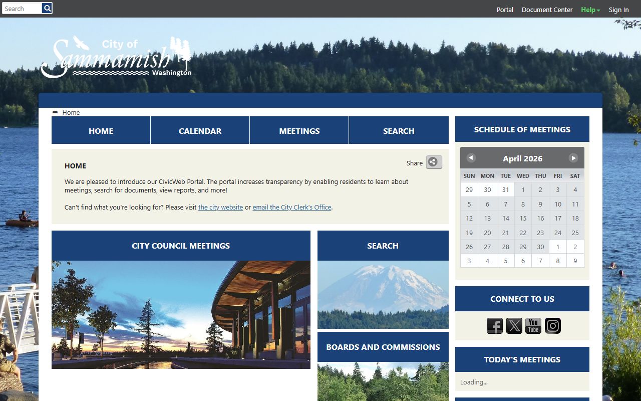 Sammamish CivicWeb portal - city government records, not divorce records