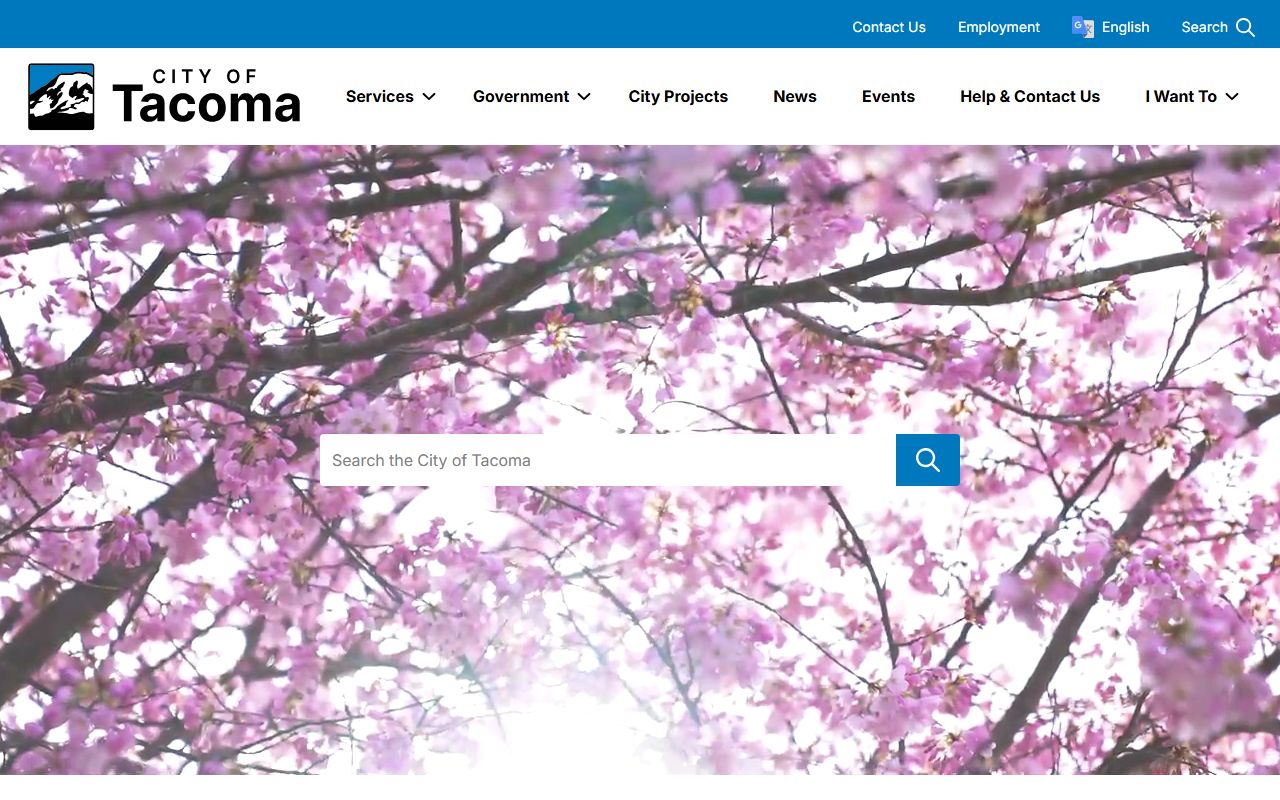 Tacoma city website showing city services and public resources