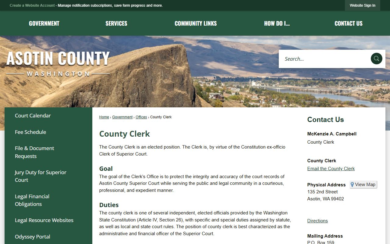 asotin county clerk official website for divorce decree records