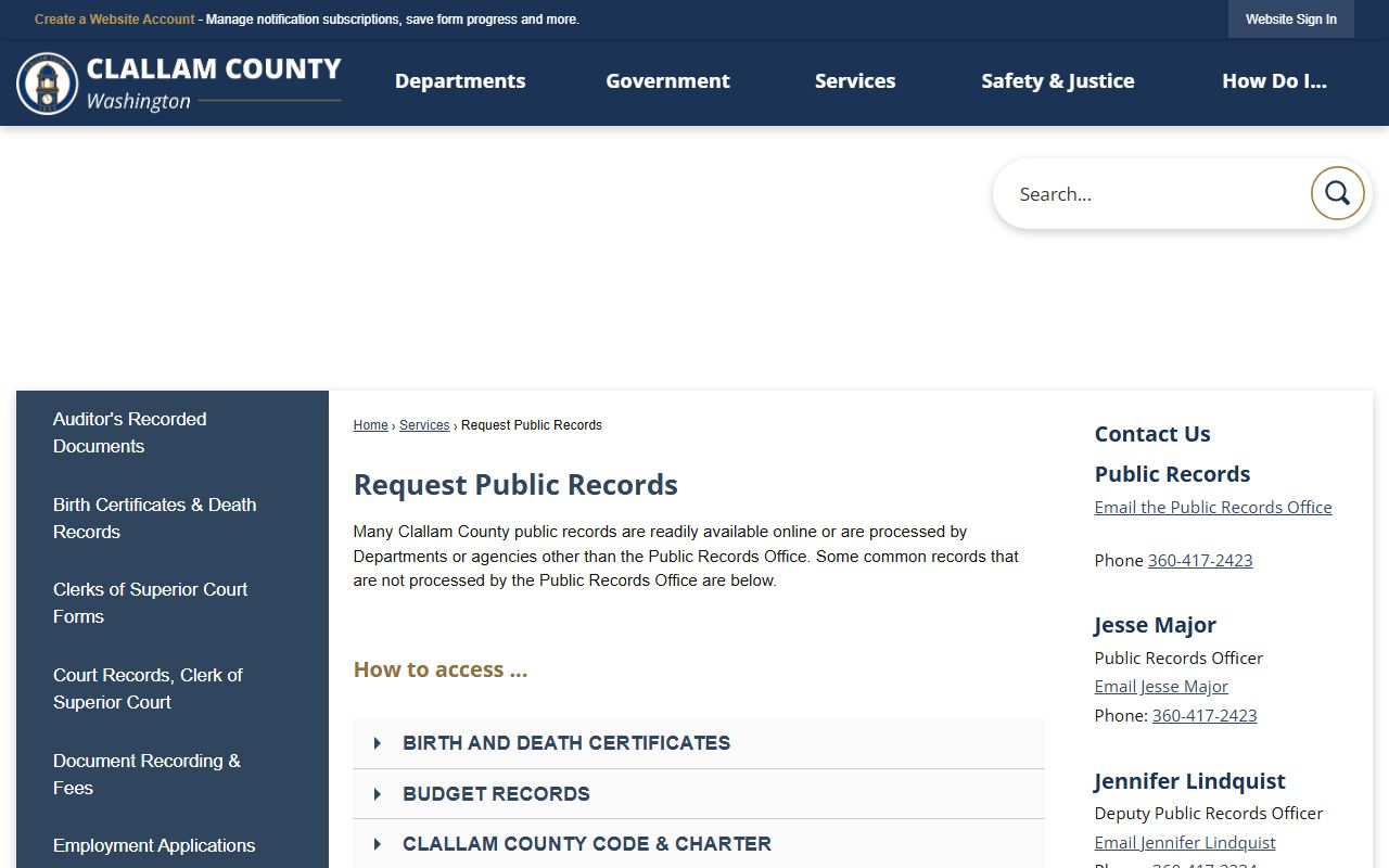 clallam county public records request portal for divorce decree