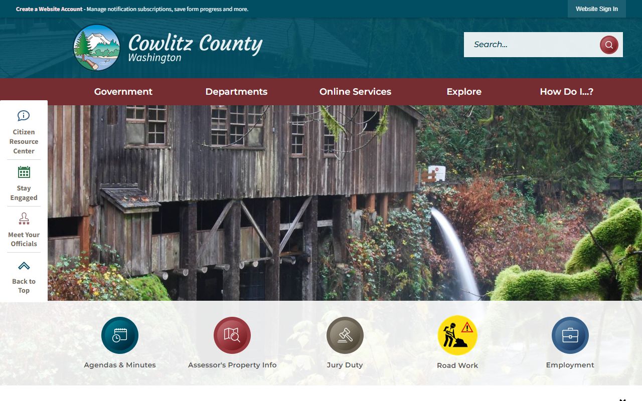 Cowlitz County government website for divorce decree information