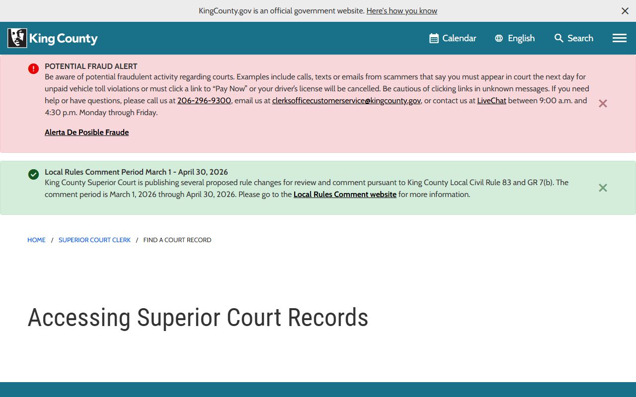 King County Superior Court for SeaTac divorce decree records