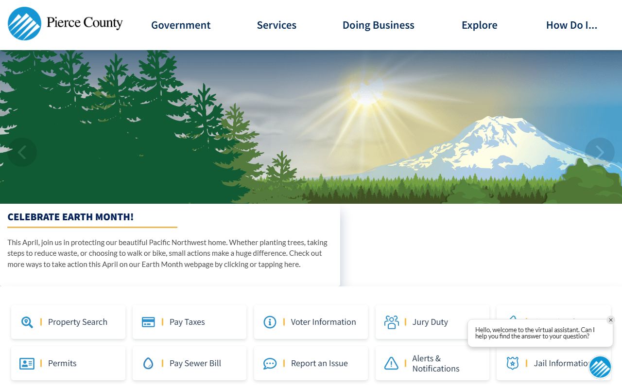 Pierce County government website for divorce and court record resources