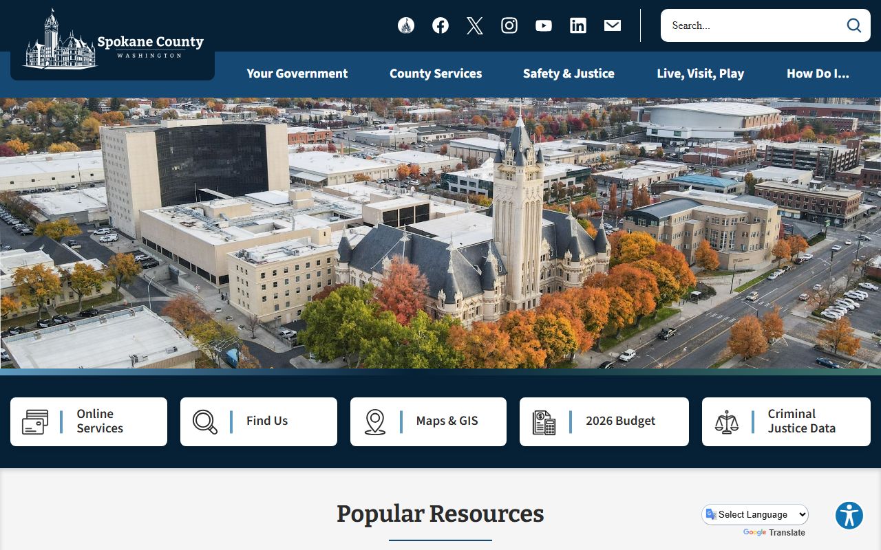 Spokane County Government website for divorce decree records