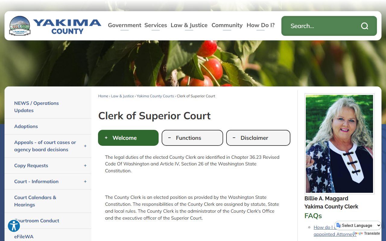 Yakima County Superior Court Clerk divorce decree records
