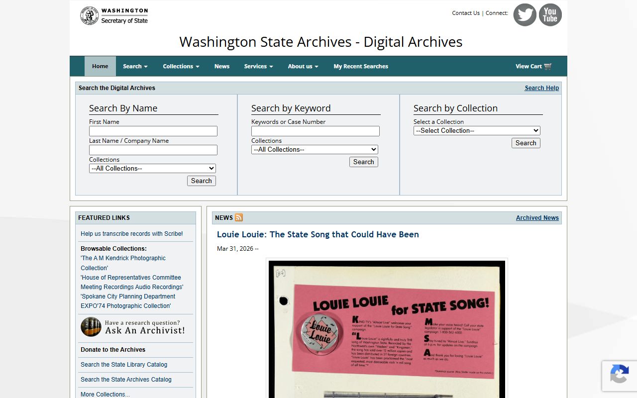 Washington State Digital Archives for divorce decree records